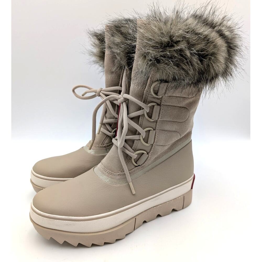 Sorel Joan Of Arctic Leather Snow Boot Lace-Up Women's Beige Size US9.5 EU40.5